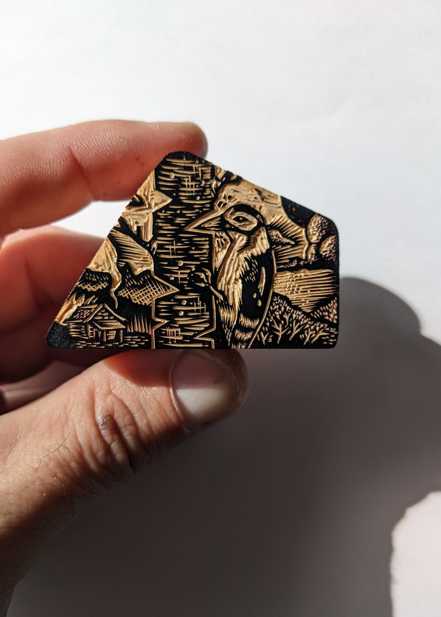 Woodpecker - wood engraving