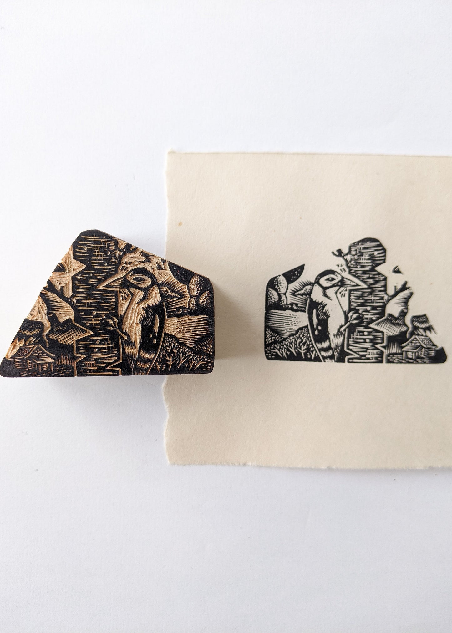 Woodpecker - wood engraving