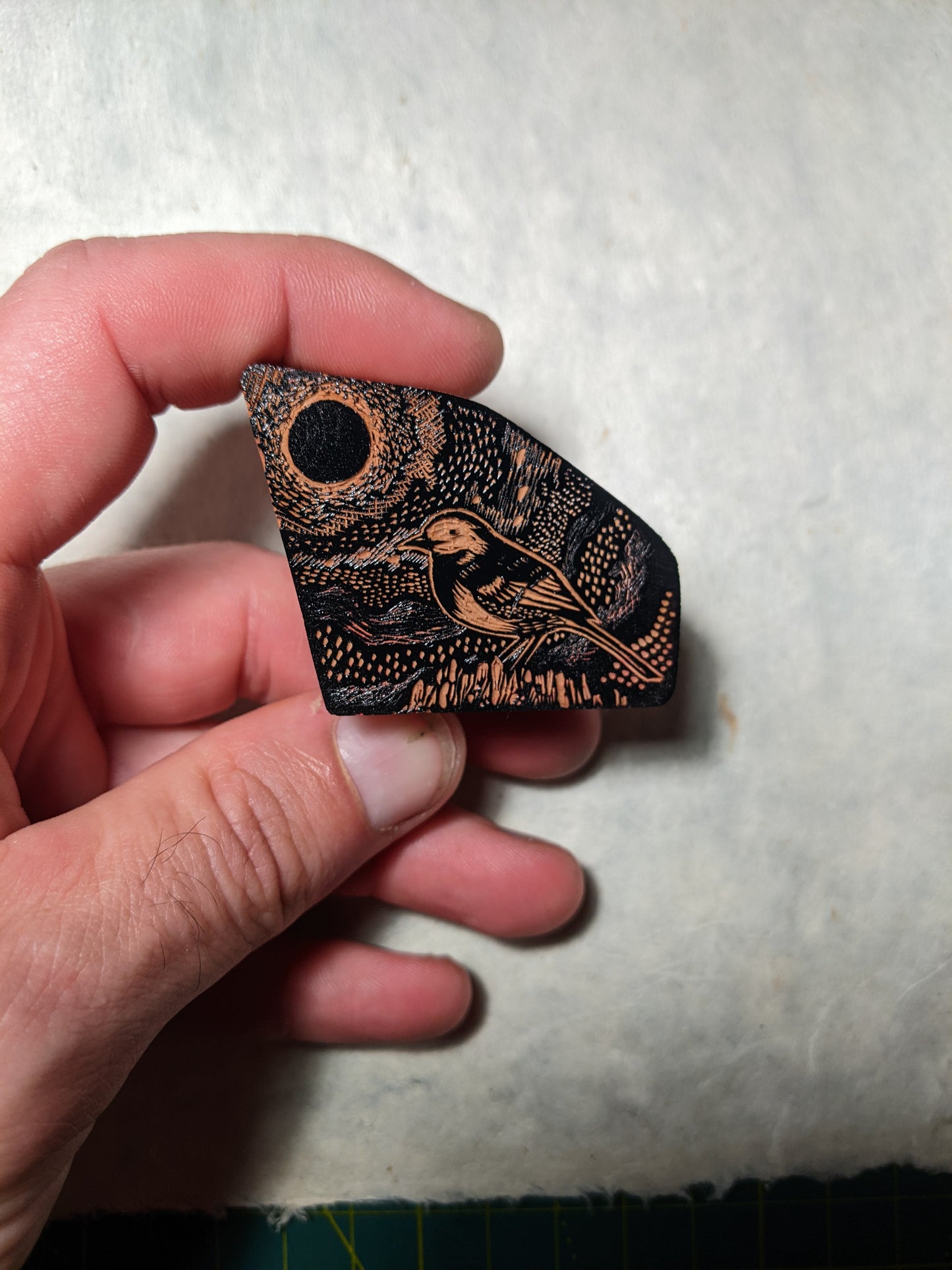 Wagtail - wood engraving