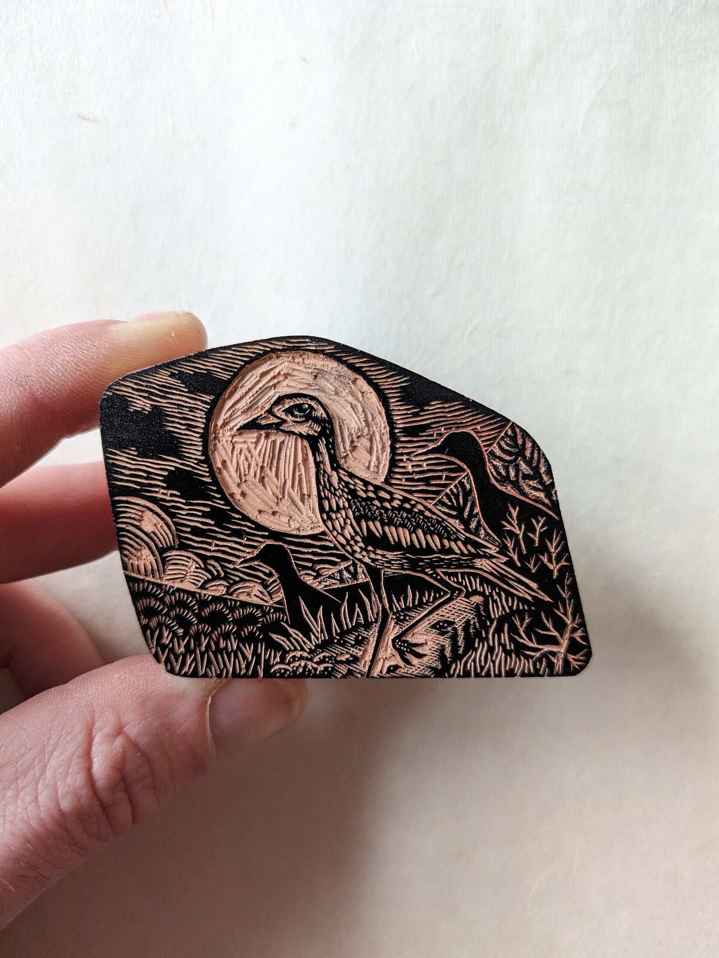 Stone Curlew - wood engraving