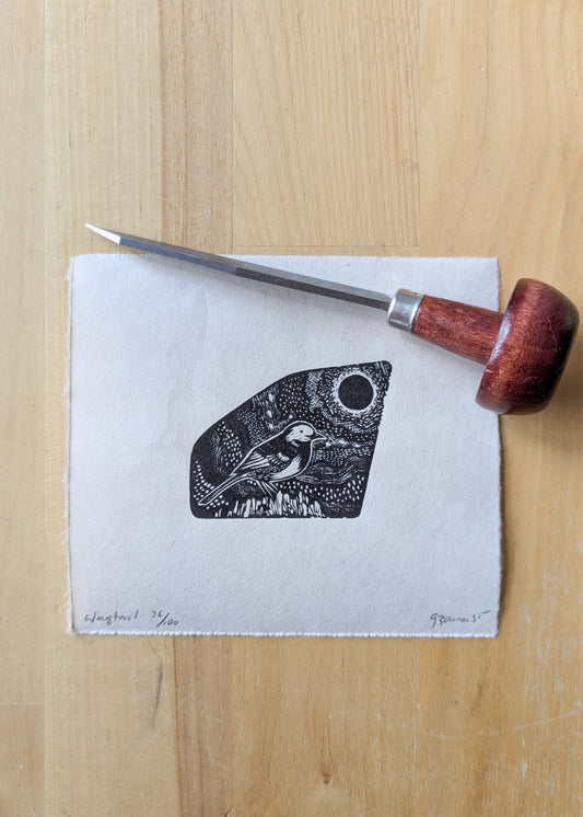 Wagtail - wood engraving