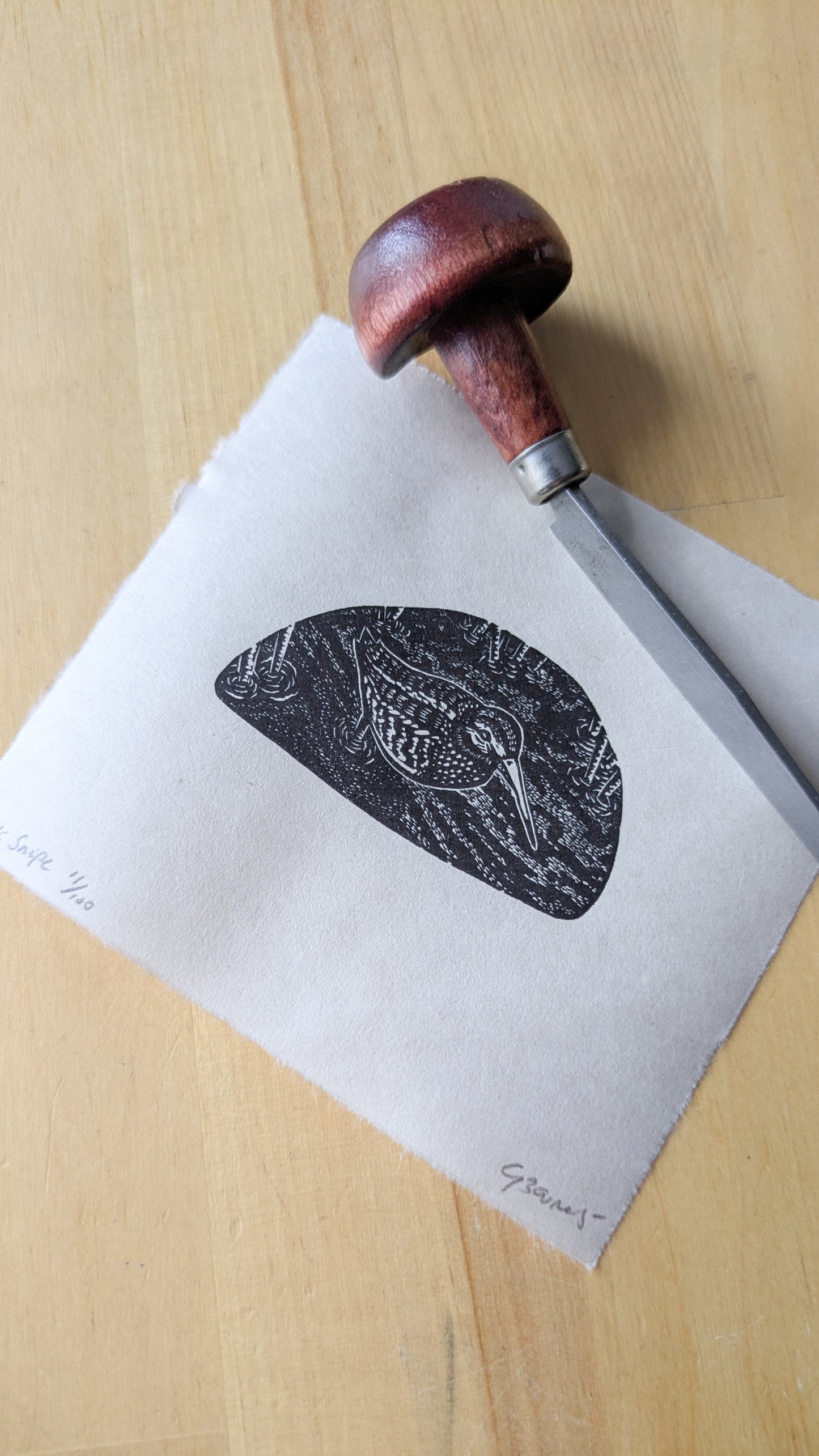 Jack Snipe - wood engraving