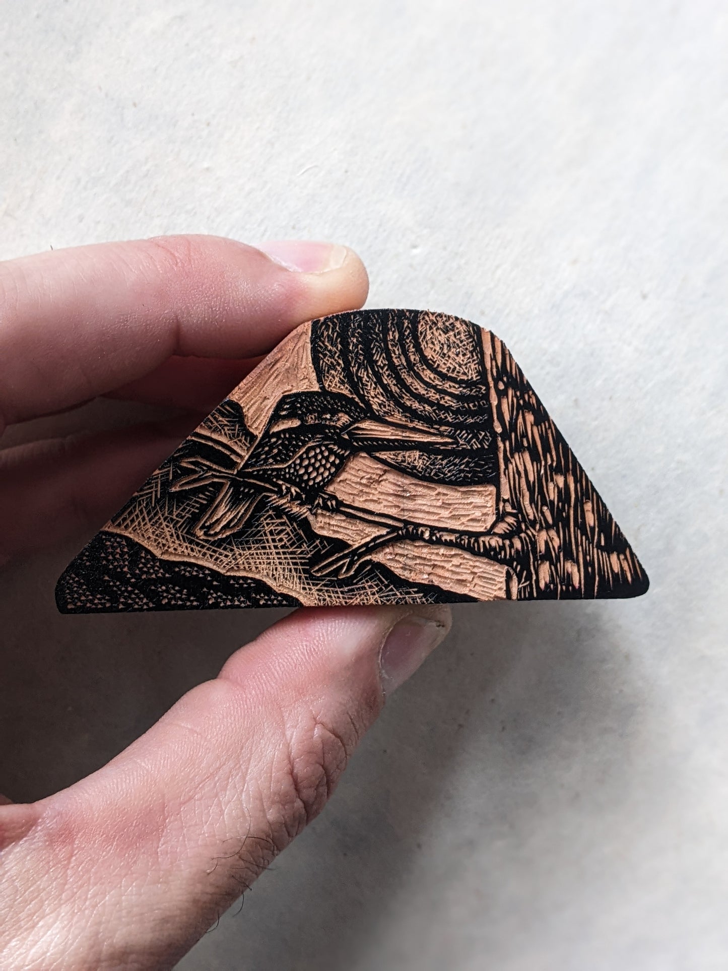 Kingfisher - wood engraving