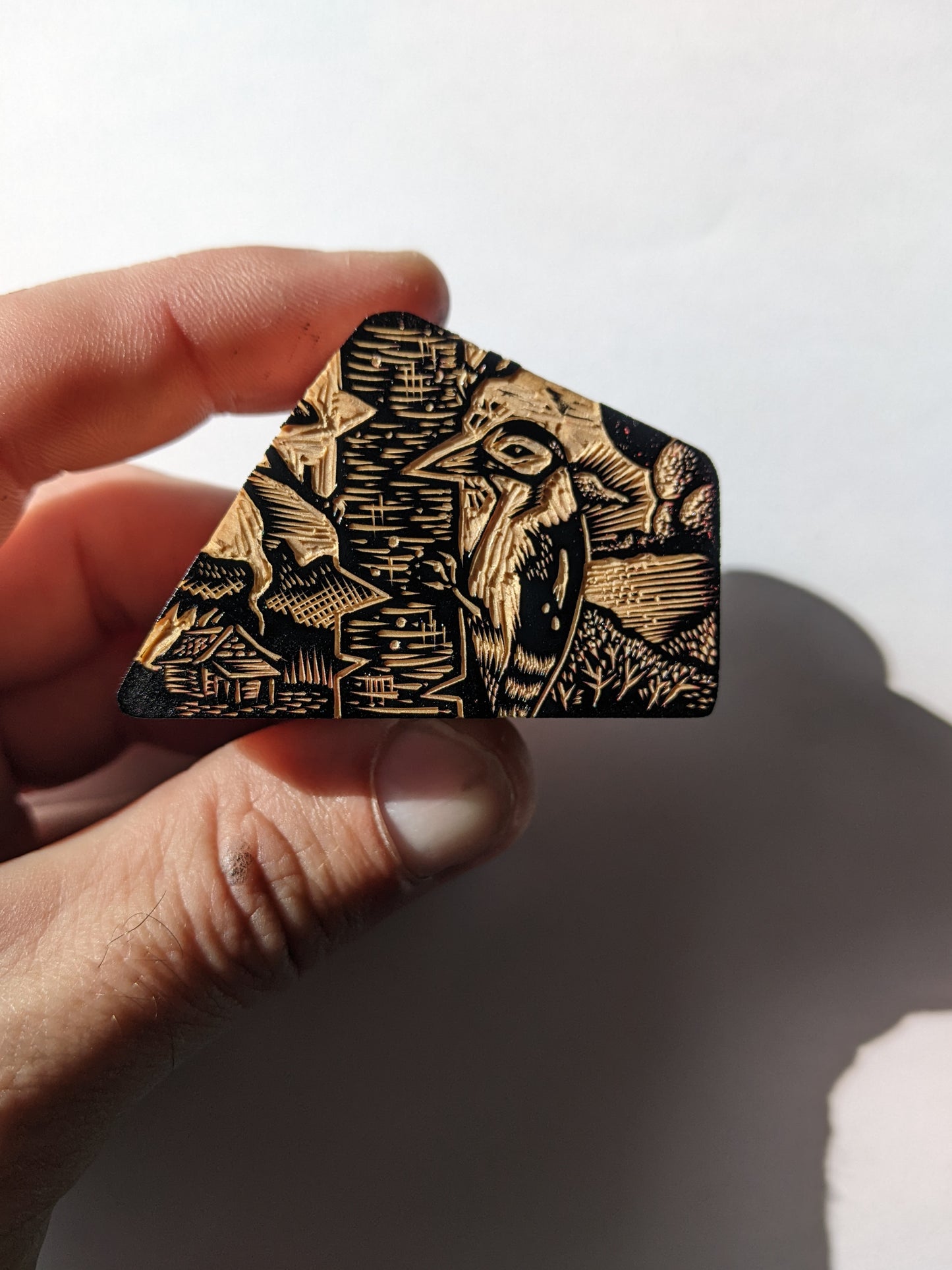 Woodpecker - wood engraving